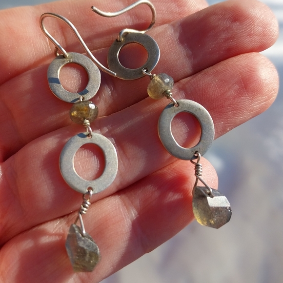 Sterling Silver and Gray Dangle Earrings - Picture 4 of 15